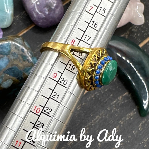 Victorian multicolored antique gold jeweled tone cocktail ring - Picture 3 of 3